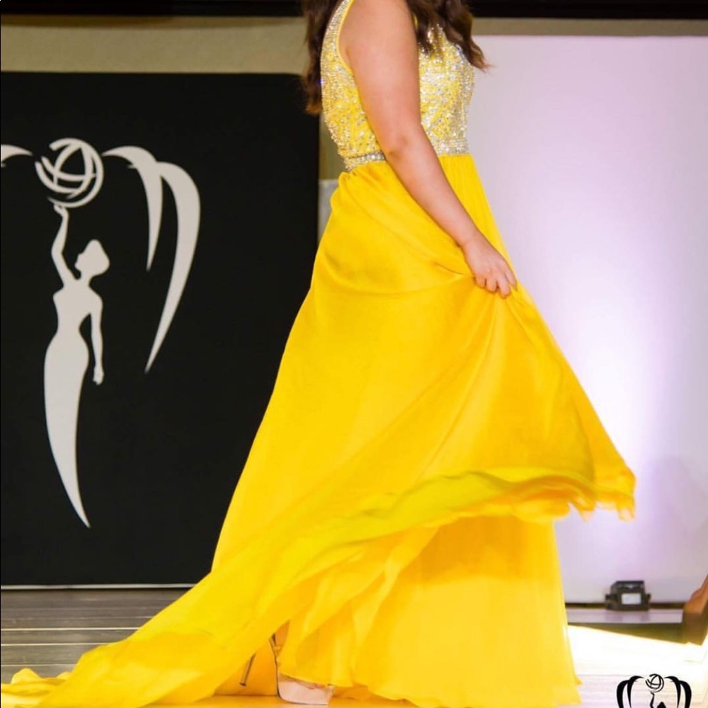 Yellow Custom Made Pageant Gown Prom